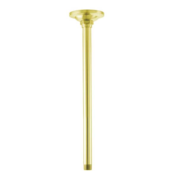 Kingston Brass Ceiling 10 in. Shower Arm with Flange in Polished Brass