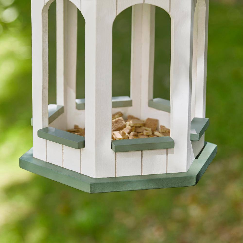 Large Hanging Gazebo Bird Feeder with Patina Metal Roof