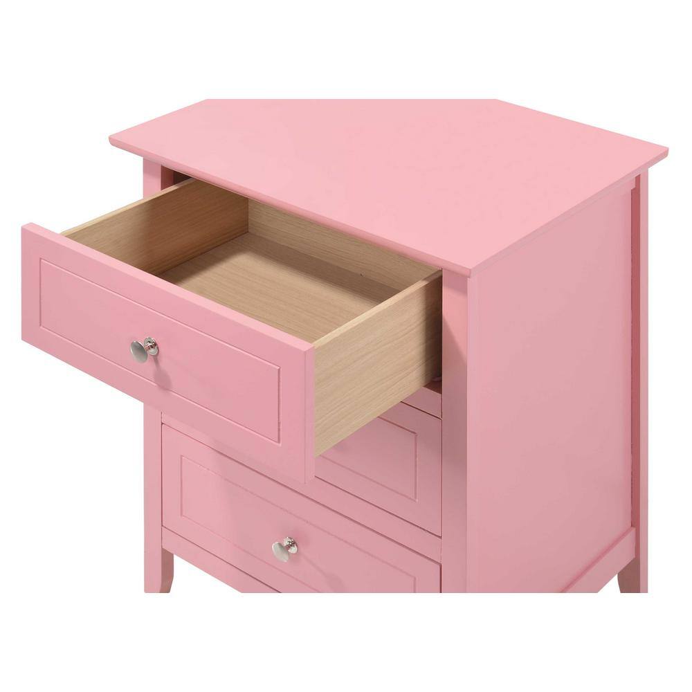 Daniel Pink 3-Drawer Solid Wood Nightstand