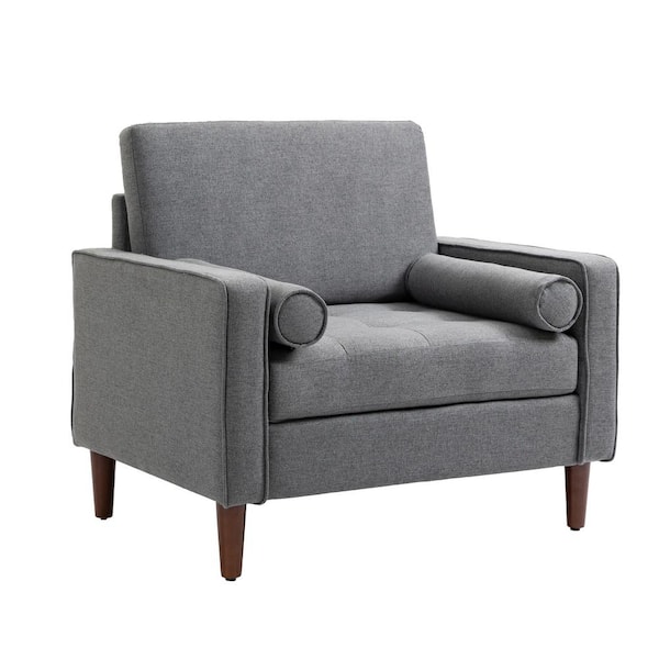 Tatahance Contemporary Vintage Gray Upholstered Linen Accent Arm Chair