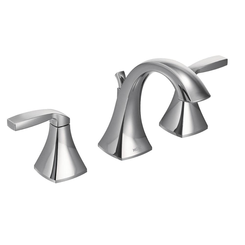 Polished Nickel Modern Widespread Bathroom Faucet with Metal Handles