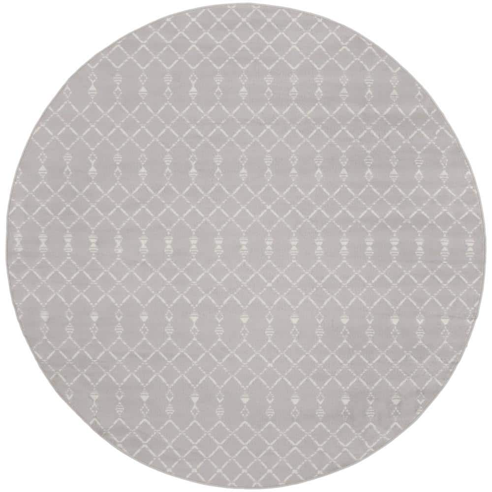 Nourison Whimsicle Grey 8 ft. x 8 ft. Geometric Bohemian Round Area Rug  831002 - The Home Depot