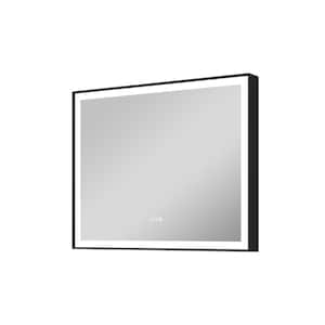 40 in. W x 32 in. H Rectangular Framed Anti-Fog Dimmable Wall Mounted LED Bathroom Vanity Mirror in Black