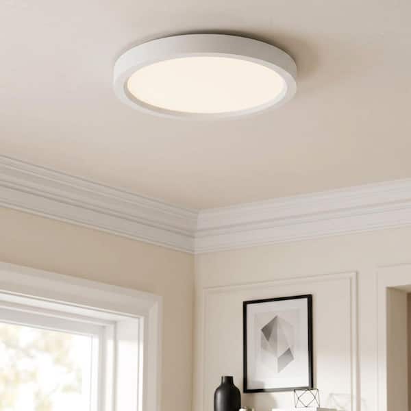 Outskirts 11 in. White Lustre LED Flush Mount