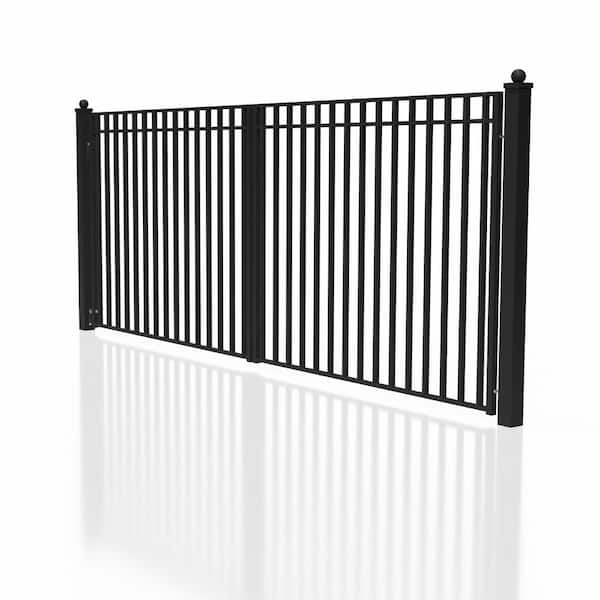 ALEKO Madrid 16 ft. x 6 ft. Black Steel Dual Driveway Fence Gate