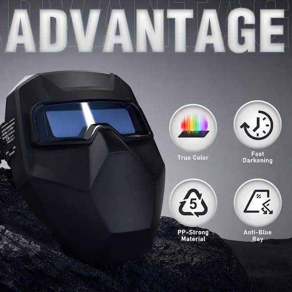 Auto Darkening Welding Helmet Goggles, Solar Powered Welding Mask, Variable Shade 5-13, TIG MIG MMA Grinding