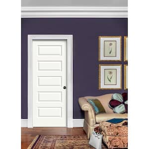 28 in. x 80 in. Rockport White Painted Left-Hand Smooth Molded Composite Single Prehung Interior Door