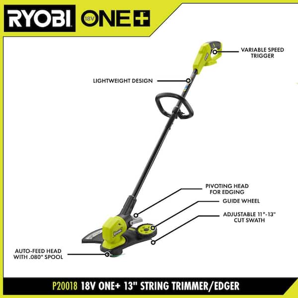 RYOBI - ONE+ 18V Cordless Battery String Trimmer/Edger and Jet Fan Blower Combo Kit (2-Tools) with 4.0 Ah Battery and Charger