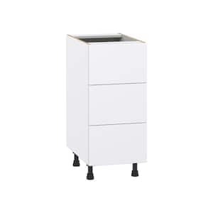 Fairhope Bright White Slab Assembled Base Kitchen Cabinet with 3 Even Drawers (15 in. W x 34.5 in. H x 24 in. D)