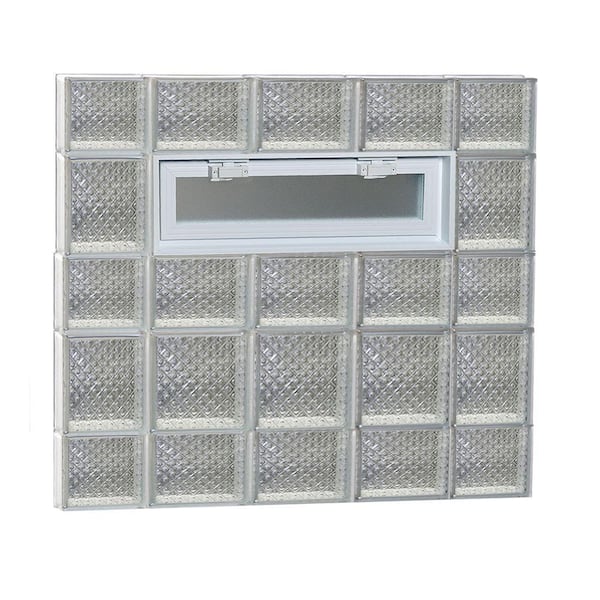 Clearly Secure 34.75 in. x 32.75 in. x 3.125 in. Frameless Vented Diamond Pattern Glass Block Window