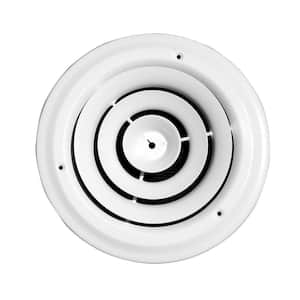 Sdi Grille 10 In Round Ceiling Air Vent Register White With Fixed Cone Diffuser And Bowtie Damper Sg Rcr The Home Depot Round Ceiling Air Vent Register, Round Air Vents For Ceiling