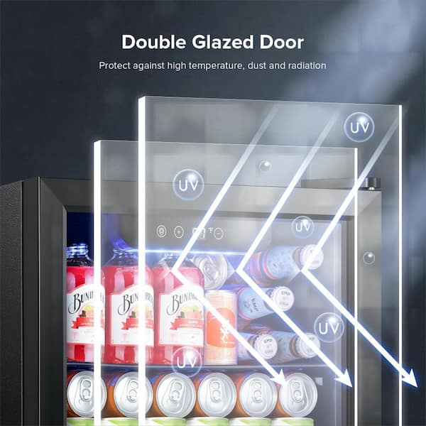 16.46 in. Single Zone 1.3 Cu.ft Beverage & Wine Cooler -12 Bottle & 48 Can in Black