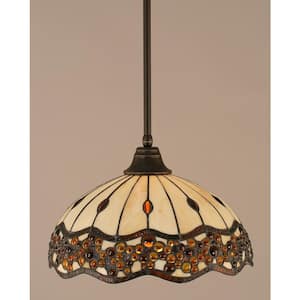 Sparta 100-Watt 1-Light Dark Granite Bowl Mini Pendant Light with Glass Shade