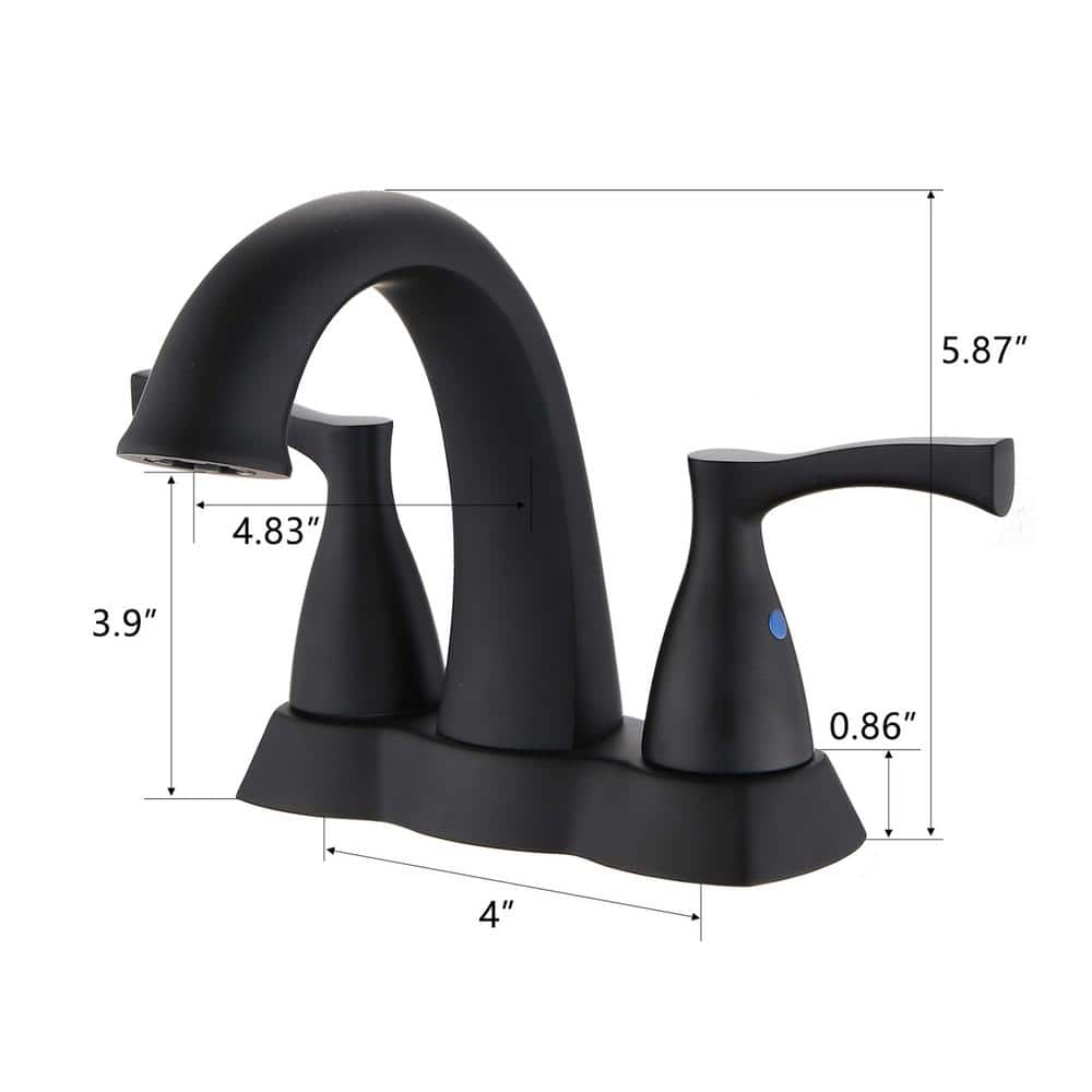 Matte Black Brass Double Handle Bathroom Faucet with Drain Kit
