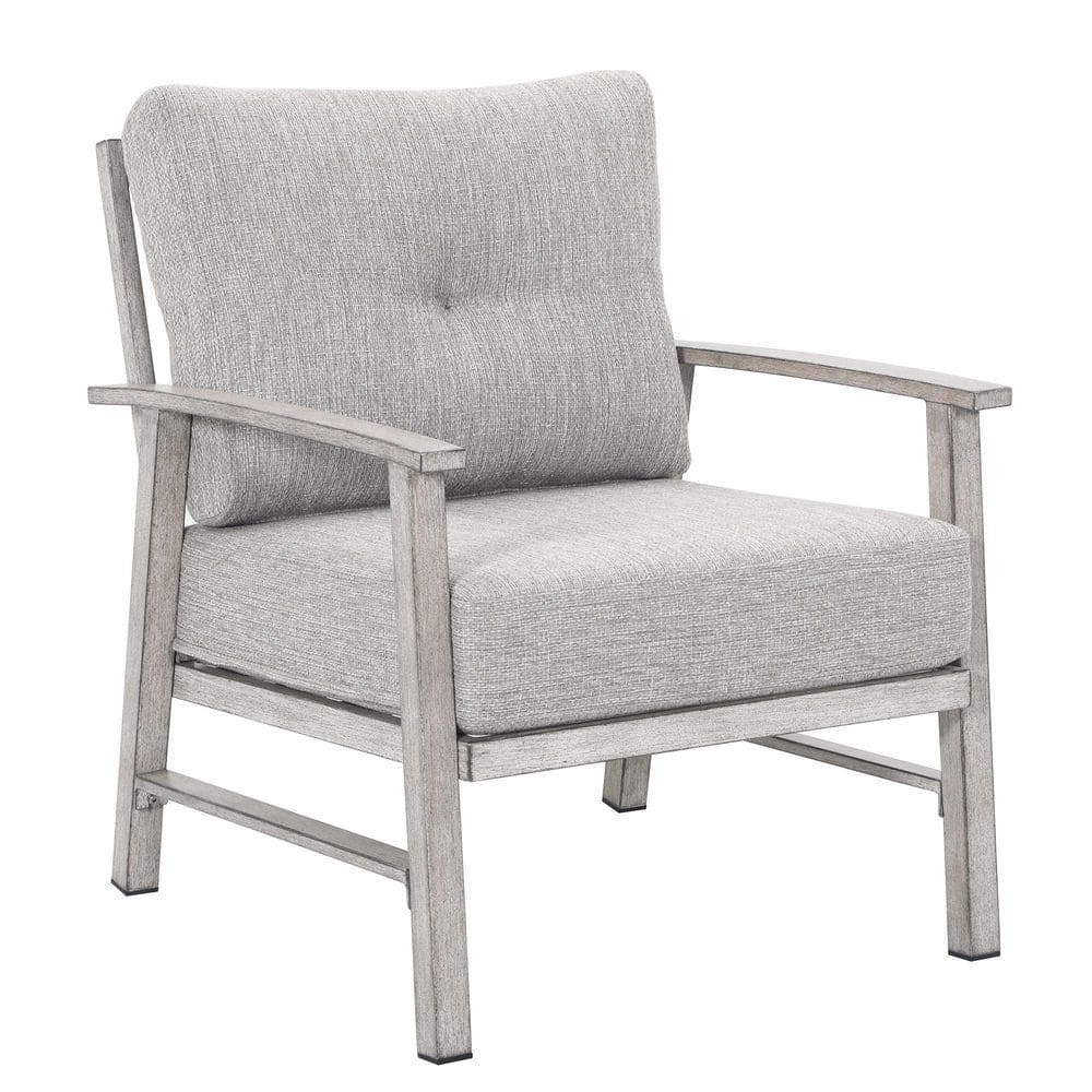 2 Pieces Aluminum Outdoor Recliner with Light Gray Cushions, Patio Double Armrest Sofa for Backyard Garden price history on PriceWatchPro