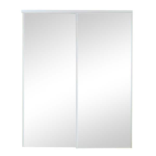 TRUporte 72 in. x 80 in. 120 Series Steel Silver Mirror Sliding Door