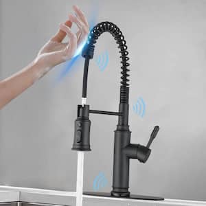 Touchless Single-Handle Pull-Out Sprayer Stainless Steel Kitchen Faucet in Matte Black