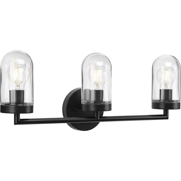 Progress Lighting Signal Collection 3-Light Graphite Clear Glass Coastal Bath Vanity Light