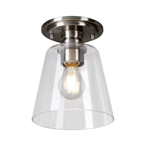 Gaspar 7 in. Brushed Nickel Flush Mount Clear Glass