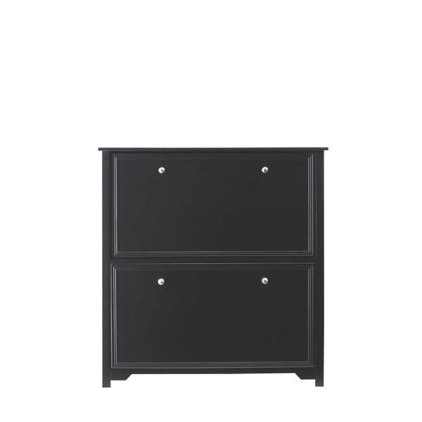 Home Decorators Collection Oxford 37.75 in. H Black 2-Tier Shoe Cabinet
