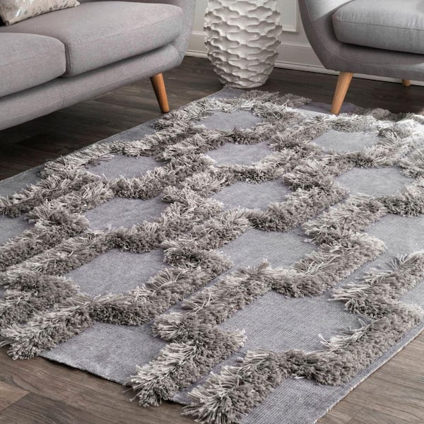 Bloc Shag Silver 4 ft. x 6 ft. Indoor Area Rug