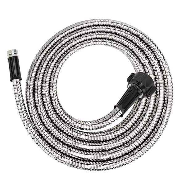 Dyiom 5/8 in. Dia. x 6 ft. Heavy Duty 304 Stainless Steel Water Garden Hose with Female to Male Connector