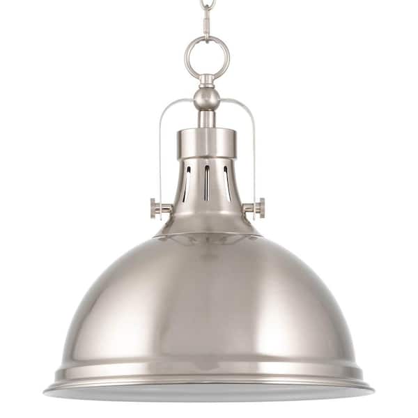 Kira Home Belle 60-Watt 1-Light Brushed Nickel Modern Pendant Light with Brushed Nickel Shade, No Bulb Included