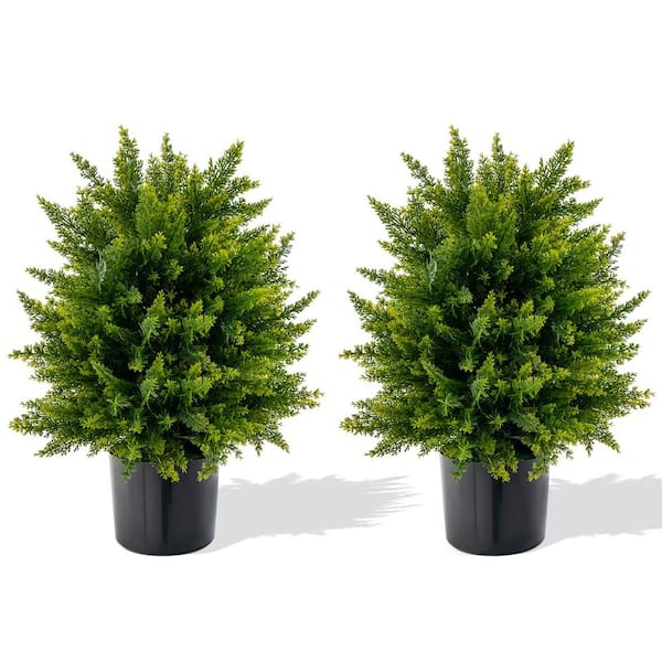 1.8 ft. Artificial Cedar Topiary Ball Tree 2-Pack Faux Shrub Bush Trees