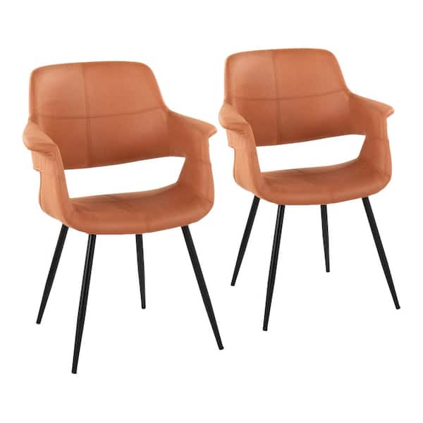 Lumisource Vintage Flair Sedona Camel Faux Leather and Black Metal Arm Chair (Set of 2)