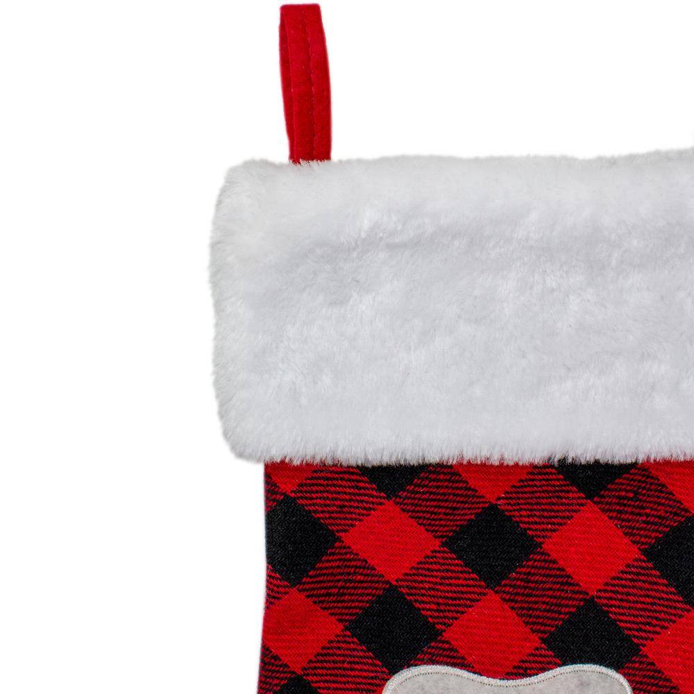 Red and Black Buffalo Plaid Pet Paw Christmas Stocking