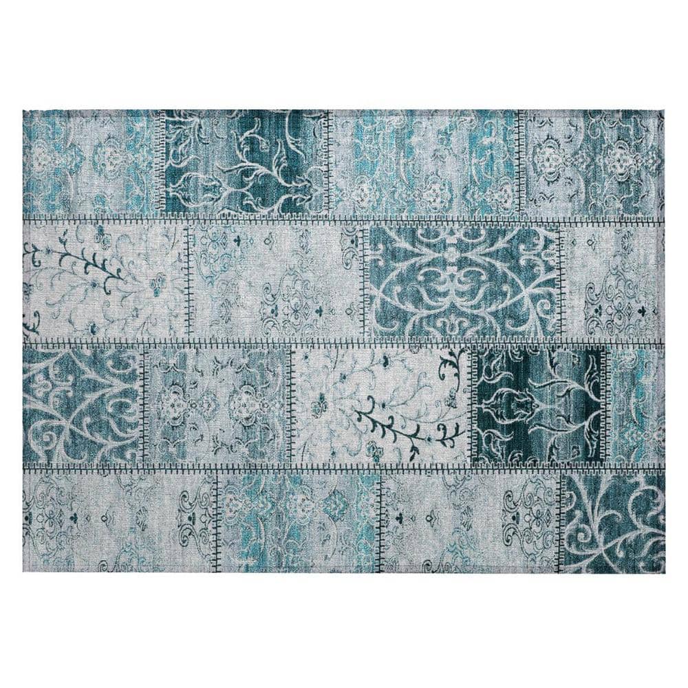 Teal 2 ft. x 3 ft. Woven Plaid Rectangle Indoor/Outdoor Area Rug price history on PriceWatchPro