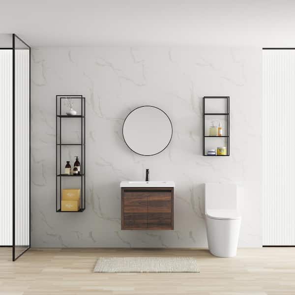 23-5/8 in. W x 18-1/8 in. D x 20-1/2 in. H Bath Vanity in California Walnut with White Resin Top