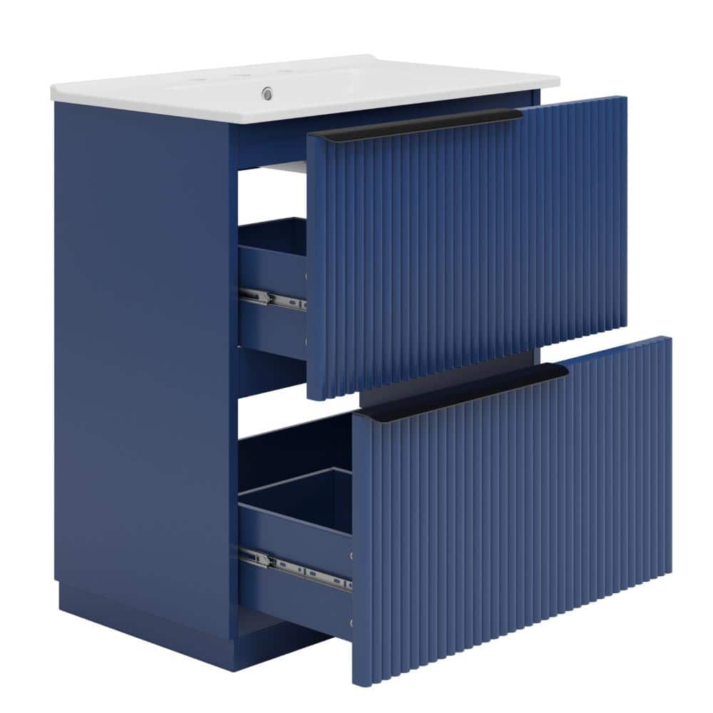 30 in. W x 18.25 in. D x 34 in. H Freestanding Bath Vanity in Blue with White Ceramic Top(Unassembled) price history on PriceWatchPro