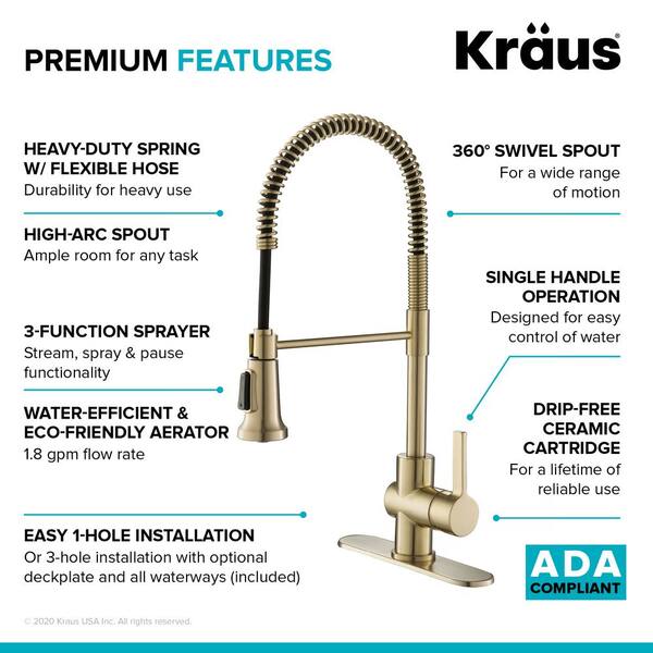 Britt Single-Handle Spring Coil Kitchen Faucet in Spot Free Antique Champagne Bronze Britt Single-Handle Spring Coil Kitchen Faucet in Spot Free Antique Champagne Bronze