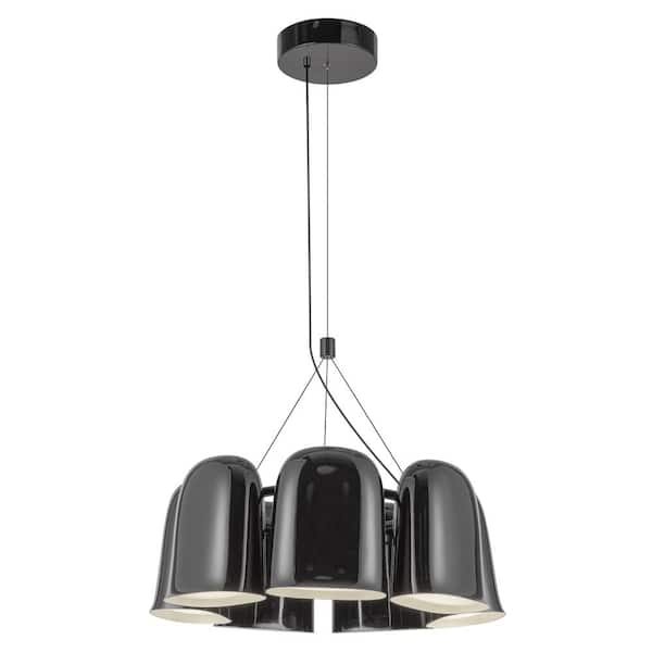 Bell 20-in 1 Light 40-Watt Glossy Black Integrated LED Chandelier