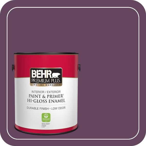 BEHR PREMIUM PLUS 1 gal. #MQ5-35 Plum Rich Hi-Gloss Enamel Interior/Exterior Paint & Primer