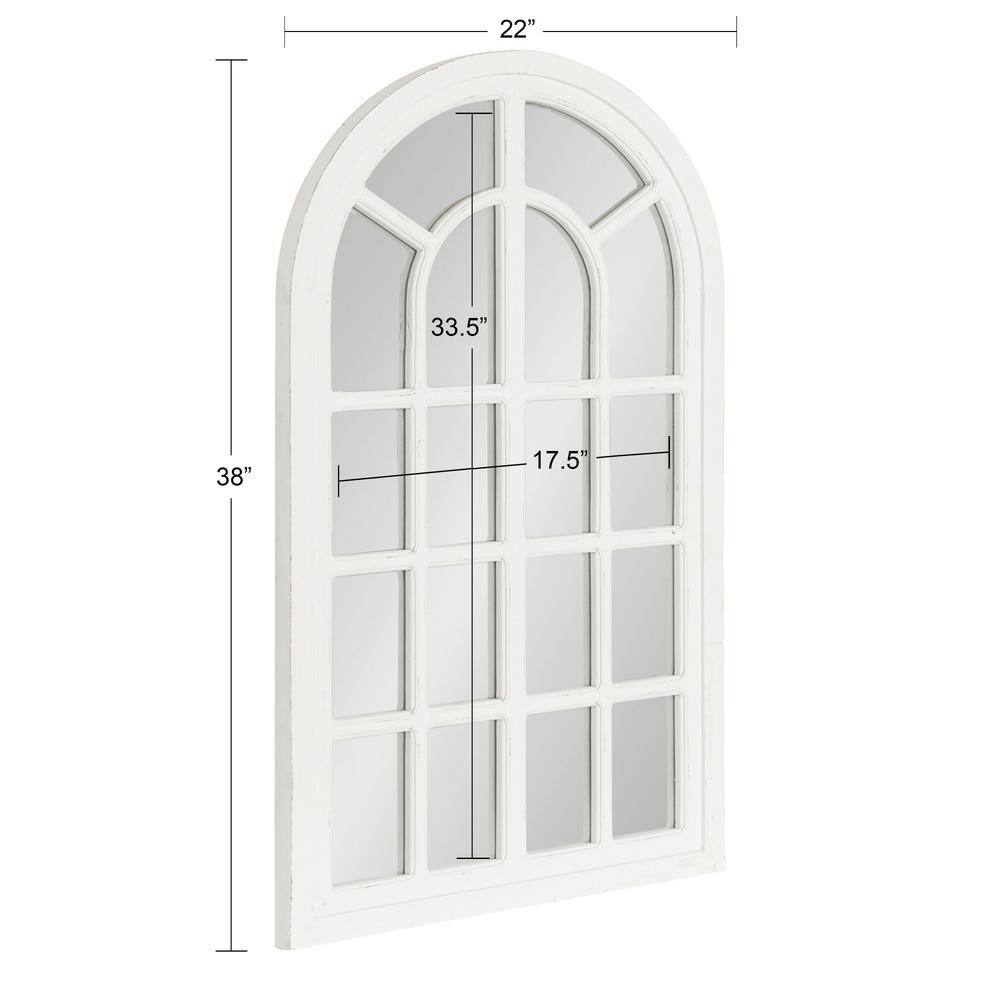 Boldmere 38"x22" Rustic Arch Farmhouse Wall Mirror in Distressed White