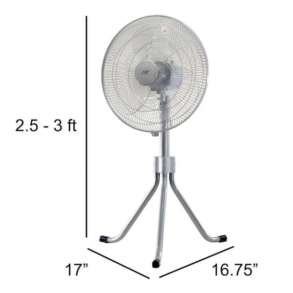 SPT 18 in. Heavy-Duty Adjustable-Height Oscillating Pedestal Fan