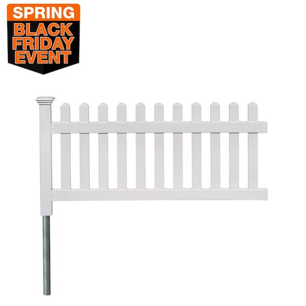 Zippity Outdoor Products 3 ft. x 6 ft. Newport Picket Fence W/Post and No-Dig Steel Pipe Anchor Kit