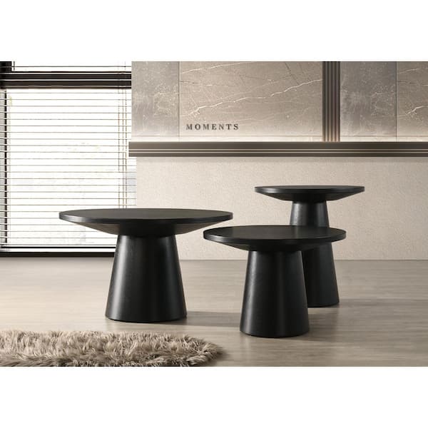 Terra 22 in. W Black Round Wood End Table