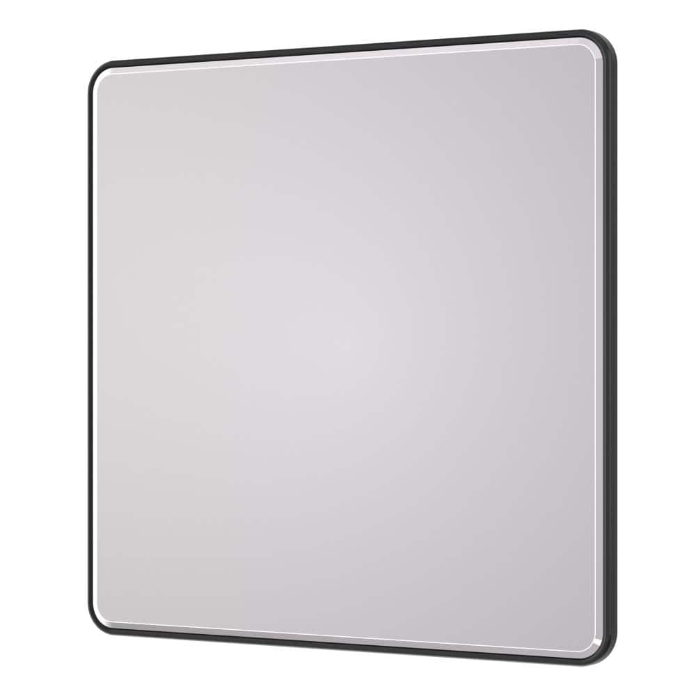 36 in. x 36 in. Rectangle Black Tempered Glass Beveled Edge Bathroom Mirror, Rounded Corner Framed Wall Mirror price history on PriceWatchPro
