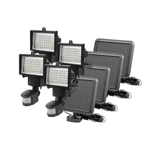 60 LED Integrated LED Black Outdoor Solar Powered Motion Activated Security Flood Light (4 Pack)