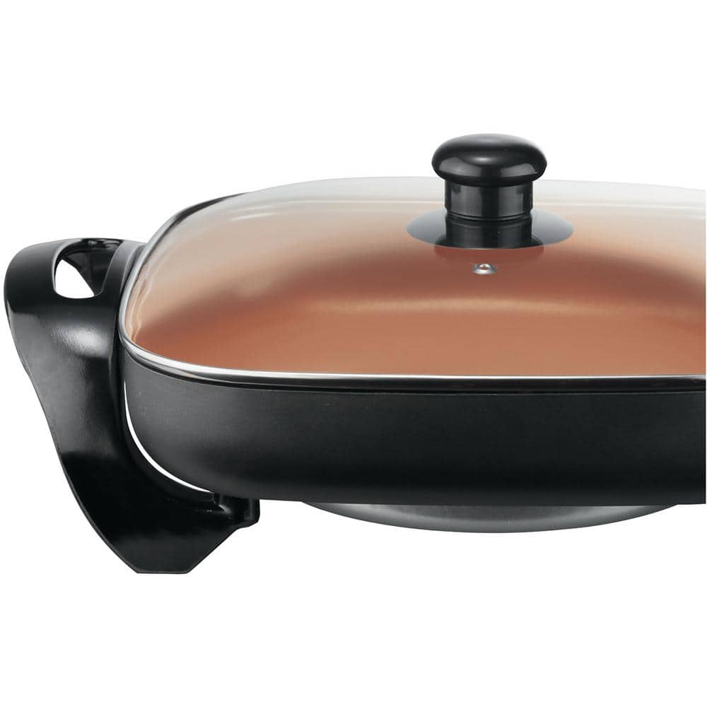 Brentwood 12-Inch Copper Nonstick Electric Skillet with Glass Lid