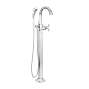 Stryke 1-Handle Floor Mount Tub Filler Trim Kit in Chrome with Hand Shower (Valve Not Included)