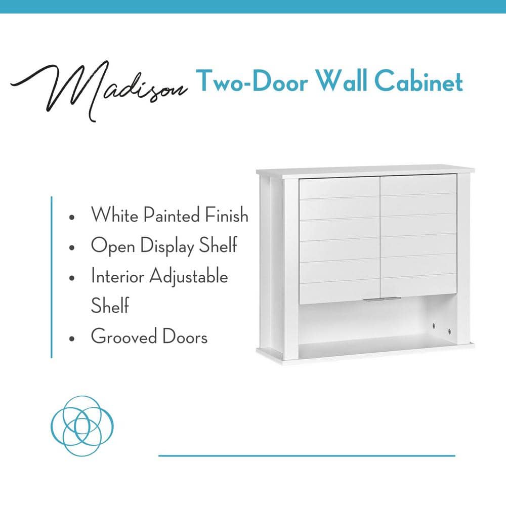 White MDF Two-Door Wall Mounted Storage Cabinet