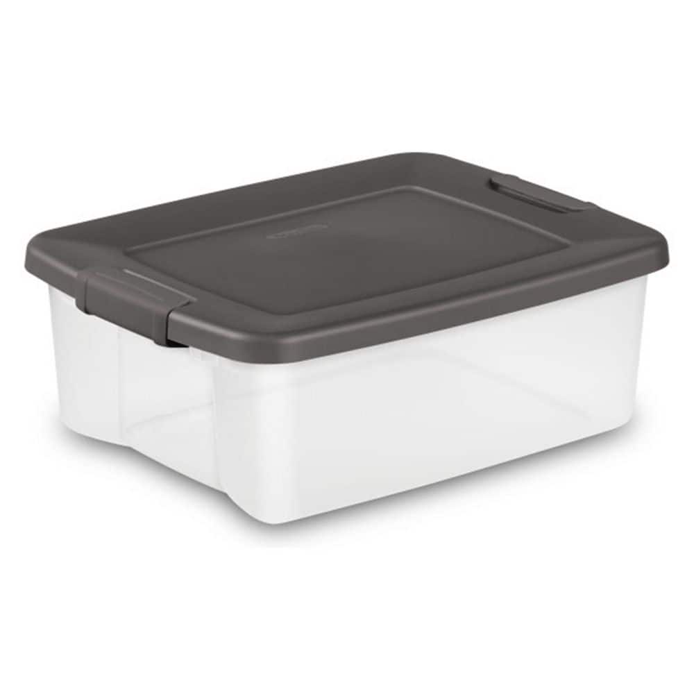 25 Qt. Shelf Tote with Flat Gray Lid and Platinum Latches (18-Pack) price history on PriceWatchPro