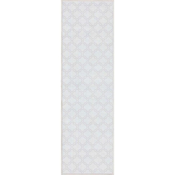 Apollo Lattice Moroccan Trellis Ivory 2 ft. 7 in. x 9 ft. 6 in. Runner Machine Washable Area Rug