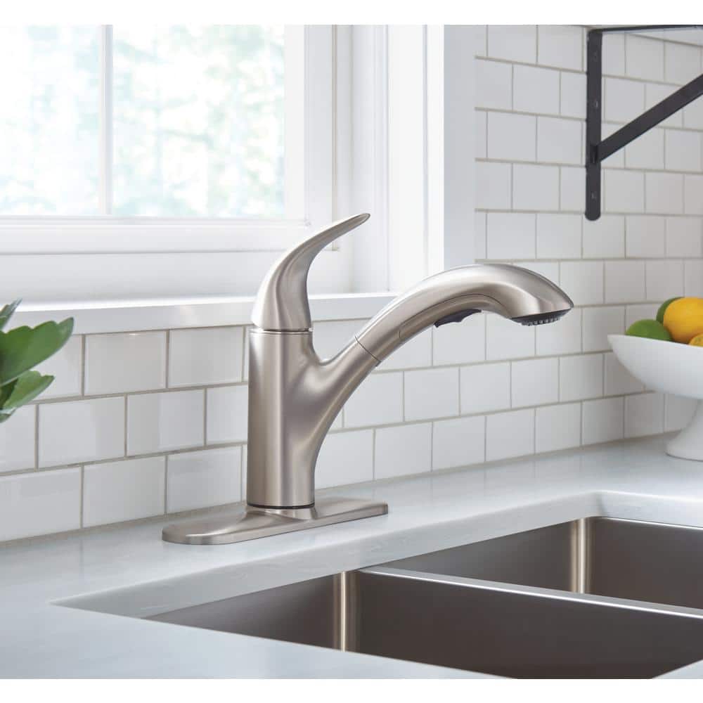 Stainless Steel Single-Handle Pull Out Kitchen Faucet