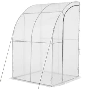 4 ft. x 7 ft. x 7 ft. Polyethylene White Greenhouse with Roll-Up Zippered Doors and Weather-Resistant Cover