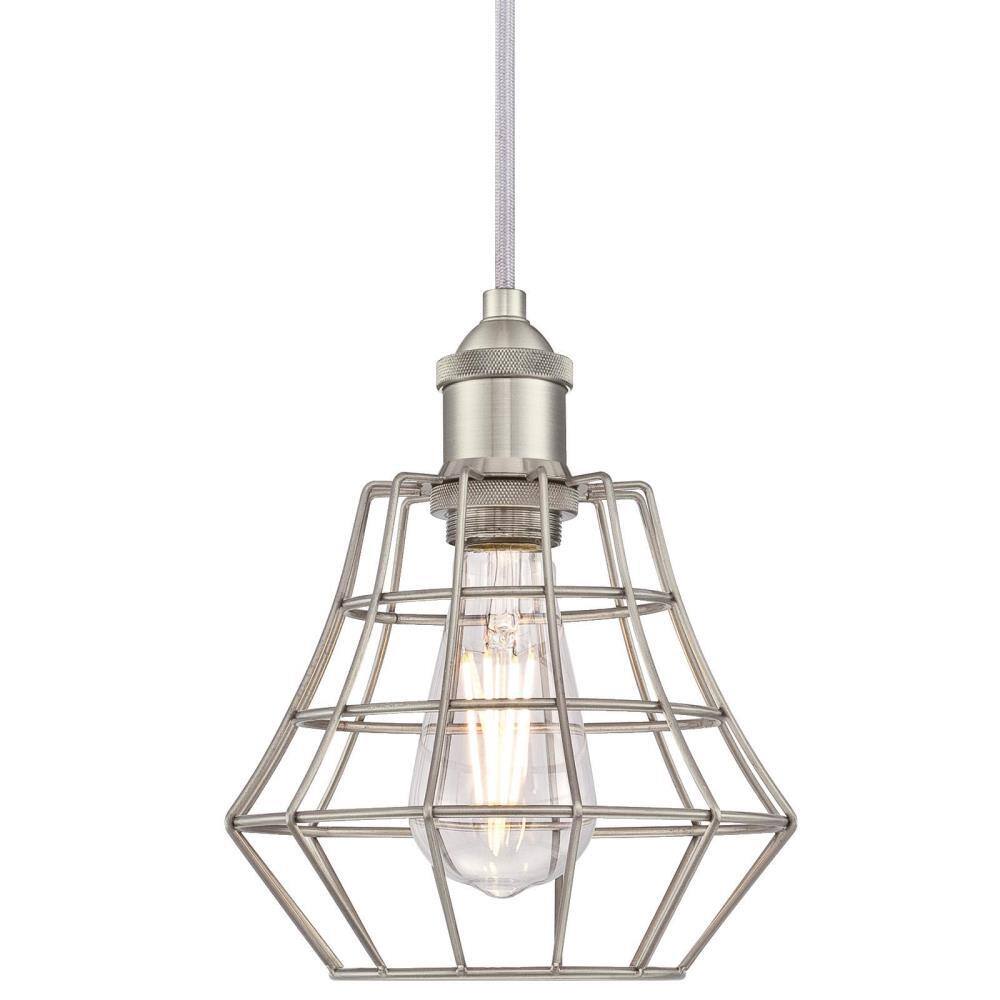 Nathaniel Vintage Farmhouse Mini Pendant in Brushed Nickel